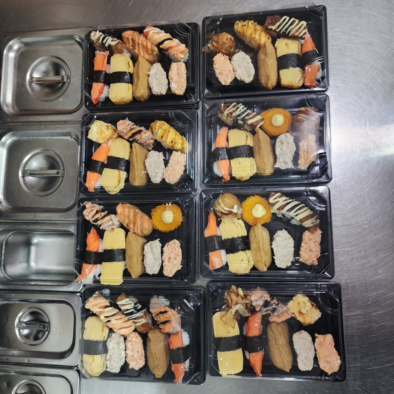 3 sushi boxes